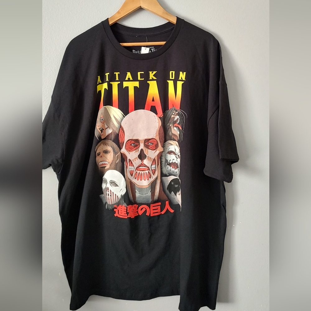 Mens Attack on Titan Graphic T Shirts Short Sleeves Size 3X New black